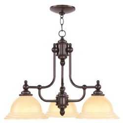 Livex Lighting 4253-67 North Port 3 Light Olde Bronze Chandelier with Iced Champagne Glass