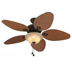 Bridgeford 44-in Aged Bronze Downrod or Close Mount Indoor/Outdoor Ceiling Fan with Light Kit