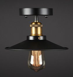 Huahan Extension Vintage Simplicity Semi Flush Mount Ceiling Lamp black dress