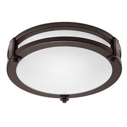 GetInLight LED Flush Mount Ceiling Light, 12-inch, 15W(75W Equivalent), Bronze Finish, 3000K(Sof ...