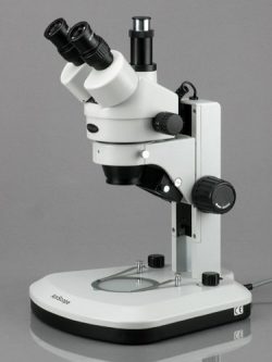 AmScope SM-1TX-RL Professional Trinocular Stereo Zoom Microscope, WH10x Eyepieces, 3.5X-45X Magn ...