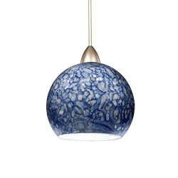 WAC Lighting MP-LED599-BL/BN Rhea 5W 12V 3500K LED MonoPoint Pendant with Blue Art Glass Shade,  ...