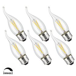 CRLight 2W 3200K Soft White LED Chandelier Bulb, 300LM 30W Equivalent E26 Medium Base Dimmable L ...