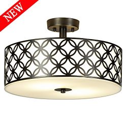 POPILION 16 Inches High End Black Flush Mount Ceiling Light, Ceiling Light Fixture For Living Room