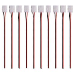 JACKYLED 12pcs Pack Strip Wire Solderless Snap Down 2Pin Conductor for 3528 LED Strip Lights 8mm