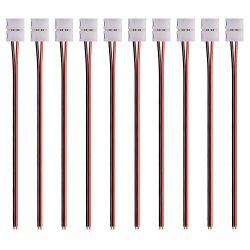 JACKYLED 12pcs Pack Strip Wire Solderless Snap Down 2Pin Conductor for 3528 LED Strip Lights 8mm