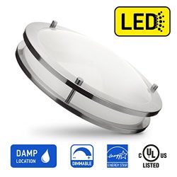 IN HOME 16-inch LED Flush mount Ceiling Light DR Series, 24w (125 Watt equivalent), Dimmable, 30 ...