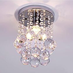 Mini Style 1-light Flush Mount Crystal Chandelier Ceiling Light for Bedroom(Diameter 7.87″)