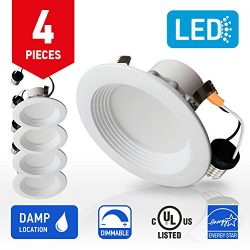 IN HOME 4-inch LED Downlight RETROFIT KIT Recessed Lighting Fixture, 10.5W (60W Equivalent), Dim ...