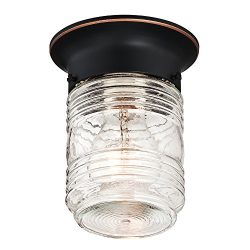 Design House 587238 Jelly Jar 1-Light Indoor/Outdoor Flush Mount Ceiling Light, Oil Rubbed Bronze