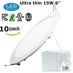 Led 15W 6-inch 1000 Lumen ENERGY STAR UL Dimmable Slim Ultra Thin Air Tight Retrofit Recessed Li ...