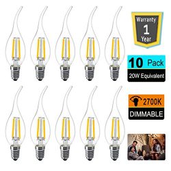 LED Candelabra Light Bulbs 2W C35 Candle Bulb E12 Candelabra Base Chandelier Light Bulbs 20W Equ ...