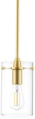 Effimero Medium Hanging Pendant Light – Satin Brass w/Clear Glass – Linea di Liara L ...