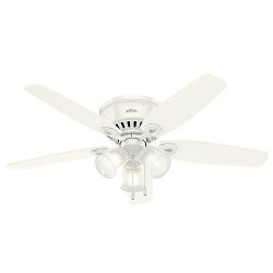 Hunter Fan Company 53326 52″ Builder Low Profile Ceiling Fan with Light, Snow White