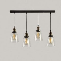 Industrial Retro Country Style Clear Glass Island Chandelier – LITFAD Clear Bowl Glass Sha ...