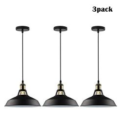 GALYGG Industrial Pendant Lighting, Metal Shade Ceiling Hanging Light Fixtures, for Kitchen Isla ...