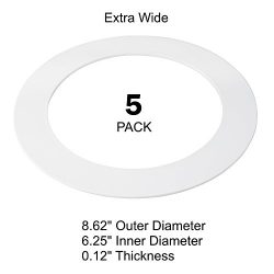 5 Pack White Plastic Trim Ring for 8″ Inch Recessed Can Down Light Oversized Lighting Fixture