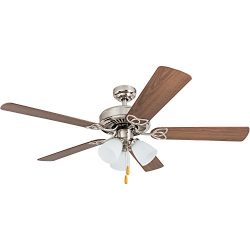 Portage Bay 50256 Stannor 52″ Brushed Nickel Ceiling Fan with 3 Arm Light