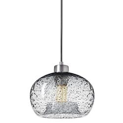 Casamotion Pendant Lighting Handblown Glass Drop ceiling lights, Rustic Hanging Light Clear Seed ...