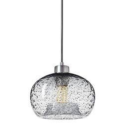 Casamotion Pendant Lighting Handblown Glass Drop ceiling lights, Rustic Hanging Light Clear Seed ...