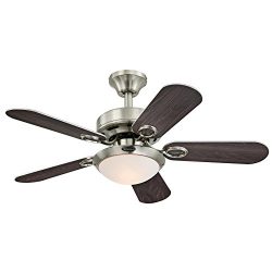 Westinghouse 7203200 Cassidy Two-Light 36″ Reversible Five-Blade Indoor Ceiling Fan, Brush ...