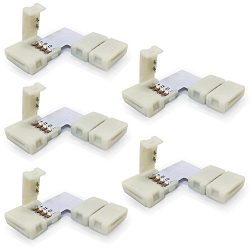 5pcs Pack 10mm L-shape 4-conductor Quick Splitter Right Angle Corner Connector for 5050 RGB LED  ...