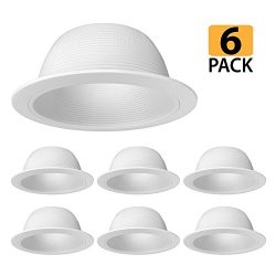 [6-Pack] PROCURU 6″ White Baffle Metal Recessed Can Light Trim – for BR30/38/40, PAR ...