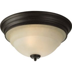 Progress Lighting P3184-77 2-Light Close-To-Ceiling with A Tea Stained Bell-Shaped Glass Bowl, F ...