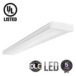 42W LED Wraparound, 4ft Low Profile Flush Mount Ceiling Light Fixture, 4400Lm, DLC & UL-list ...