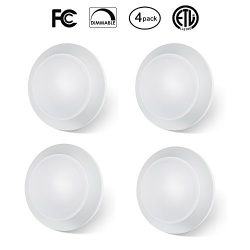 SOLLA 4-Pack 7.5 inch Dimmable LED Disk Light Flush Mount Ceiling Fixture with ETL FCC Listed, 9 ...