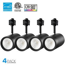 4 Pack 17.5W (85W Equiv.) Integrated CRI90+ LED Black Track Light Head, Dimmable 38°Beam Track L ...