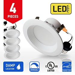 OSTWIN 4-inch LED Downlight Round RETROFIT KIT Recessed Ceiling Lighting Fixture, Baffle Trim, 1 ...