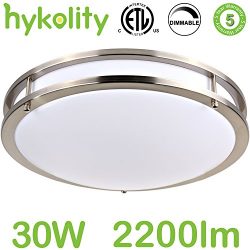 Hykolity 18 inch LED Ceiling Light, 30W [200W Equivalent] 2200Lm 4000K BN Finish Dimmable Saturn ...