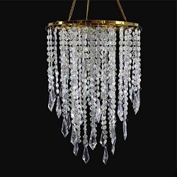 SUNLI HOUSE Wedding Chandelier Centerpieces Acrylic Beaded Iridescent with Gold Frame -Drop 12.9 ...