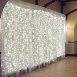 Dacawin 300 Led Curtain Lights Party Wedding Fairy Indoor Outdoor Christmas Garden (White)