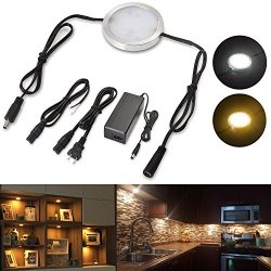 Lvyinyin Under Cabinet Lighting Linkable LED Puck Wall Lights Dimmable Hardwired & Wall Plug ...