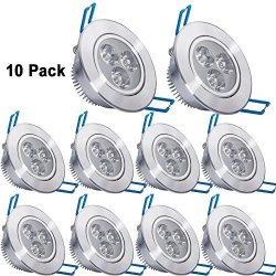 Pack of 10,Pocketman 110V 3W LED Ceiling Light Downlight,Warm White Spotlight Lamp Recessed Ligh ...