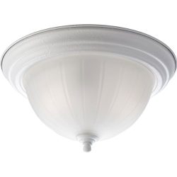 Progress Lighting P3817-30 2-Light Close-To-Ceiling with Etched Ribbed Glass In White Finish, White