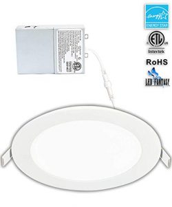 LED Fantasy 6-inch 15W 120V Recessed Ultra Thin Ceiling LED Light Retrofit Downlight Wafer Panel ...