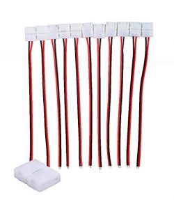 Conwork 20-Pack 2 Pin 8mm LED Strip Connector Kits for Strips Light Double-sided PCB 3528 2835 3 ...