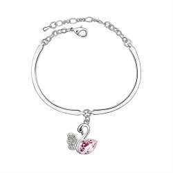 Dalino Fashion and Personality Fashion Women’s Jewelry Crystal Bracelet with Swan Pendent( ...