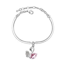 Dalino Fashion and Personality Fashion Women’s Jewelry Crystal Bracelet with Swan Pendent( ...