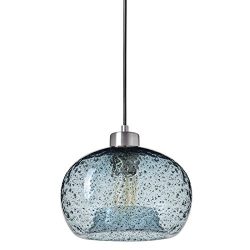 Casamotion Pendant Light Handblown Glass Drop Ceiling Lights, Rustic Hanging Light Seeded Glass  ...