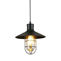 LNC A01910 Cage Indoor Light Hanging Lamp Use E26 Bulb Ceiling Pendant Fixtures, Black