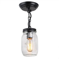 LNC A03220 1 Glass Mason Jar Pendant Close to Ceiling Light fixtures, Single