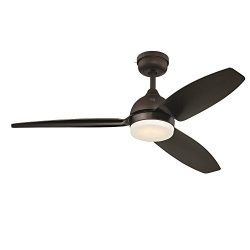 GE Morgan 54″ Bronze LED Indoor/Outdoor Ceiling Fan with SkyPlug Technology for Instant Pl ...