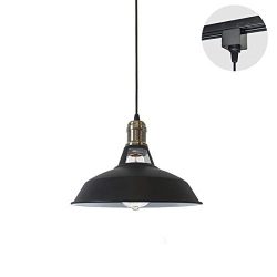 STGLIGHTING 1-Light H-Type Track Light Pendants Black Lampshade Restaurant Chandelier Decorative ...