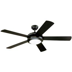 Westinghouse 7801665 Comet 52-Inch Matte Black Indoor Ceiling Fan, Light Kit with Frosted Glass  ...