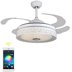 Fandian 42” Modern Ceiling Fans with Light Smart Bluetooth Music Player Chandelier 7 Color ...