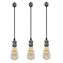 Kiven 3-Light H System Track Mini Pendant, Pearl Black Finish Lamp Holder Fitting Kitchen Island ...